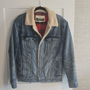 American Eagle Outfitters Denim Jacket with Sherpa Collar